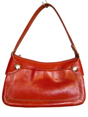 Maxx New York orange leather shoulder handbag 90s y2k pouchette small purse